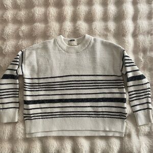 Roxy Striped Crewneck Sweater in White and Black